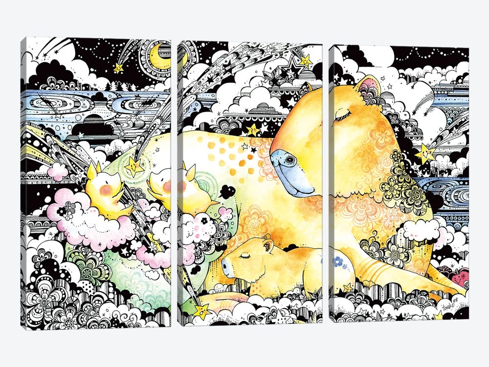 Capybara by Taeko Ozaki 3-piece Canvas Print