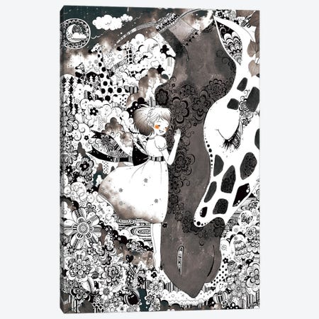 Lovely Giraffe Canvas Print #TOZ17} by Taeko Ozaki Canvas Art Print