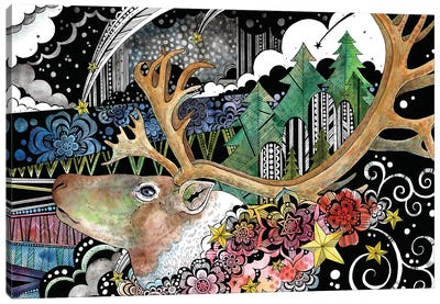 Reindeer Canvas Art Print - Embellished Animals