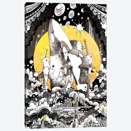 Orca Jumping Canvas Print #TOZ29} by Taeko Ozaki Canvas Print