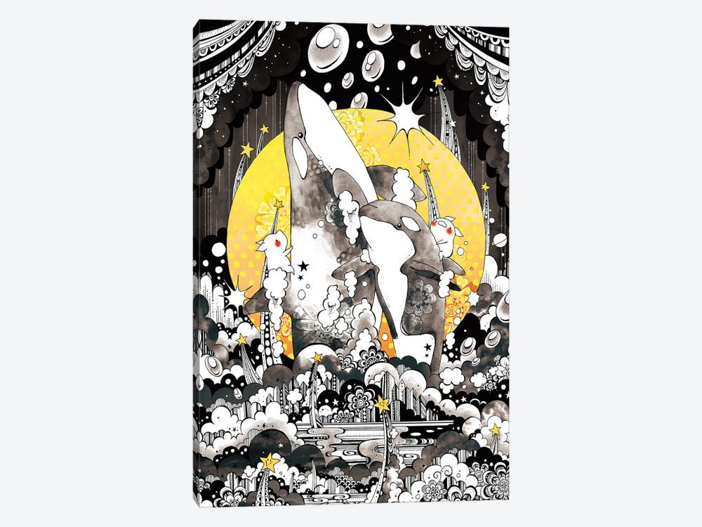 Orca Jumping by Taeko Ozaki 1-piece Canvas Print