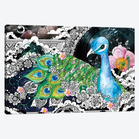 Peacock Canvas Print #TOZ32} by Taeko Ozaki Canvas Wall Art