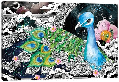 Peacock Canvas Art Print - Taeko Ozaki