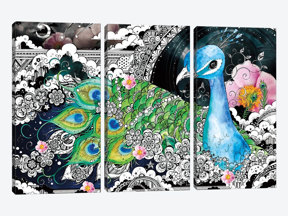 Peacock by Taeko Ozaki 3-piece Art Print
