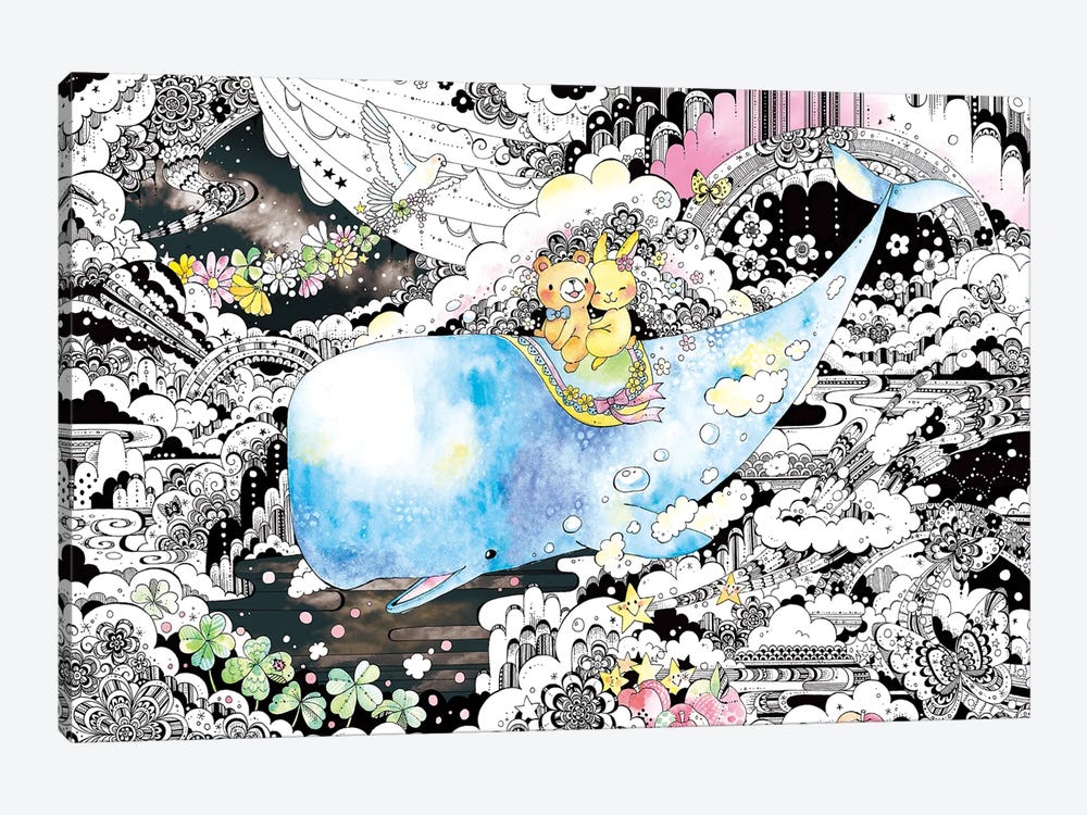 Travel With The Whale by Taeko Ozaki 1-piece Canvas Print