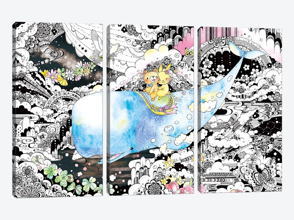 Travel With The Whale by Taeko Ozaki 3-piece Art Print
