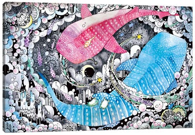 Whale Sharks Canvas Art Print - Taeko Ozaki