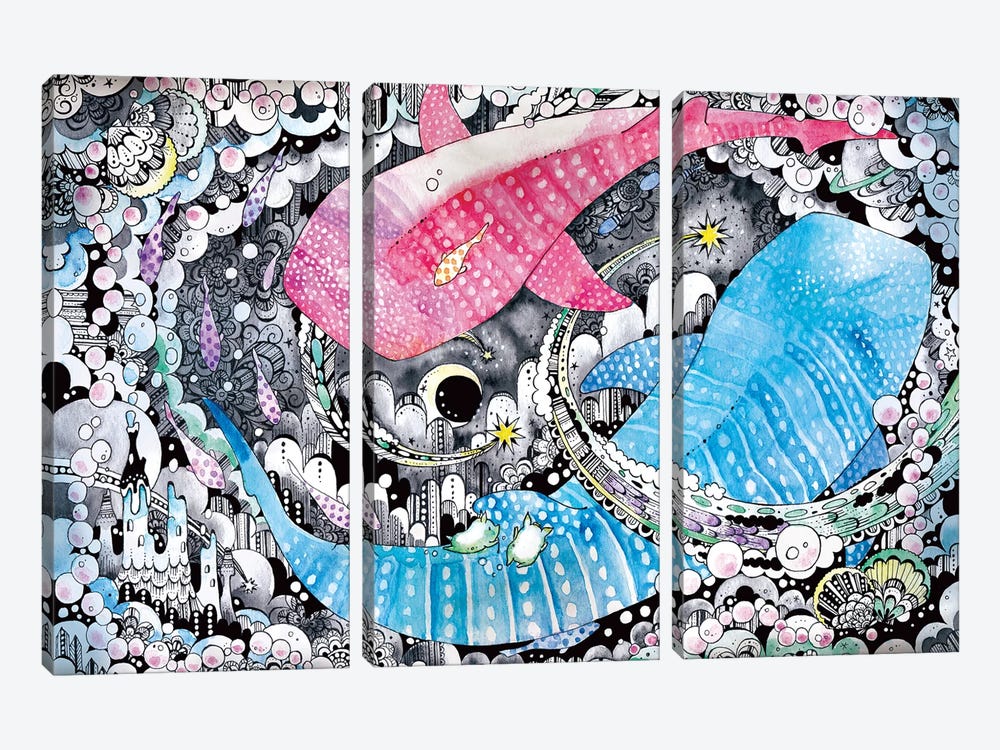 Whale Sharks by Taeko Ozaki 3-piece Canvas Art