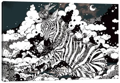 Zebras Prince Canvas Art Print - Taeko Ozaki