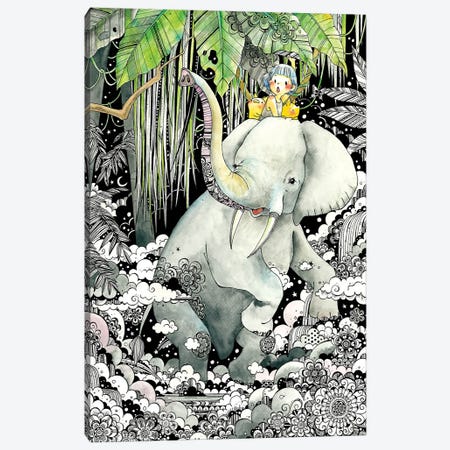 Forest Elephant Canvas Print #TOZ6} by Taeko Ozaki Canvas Art