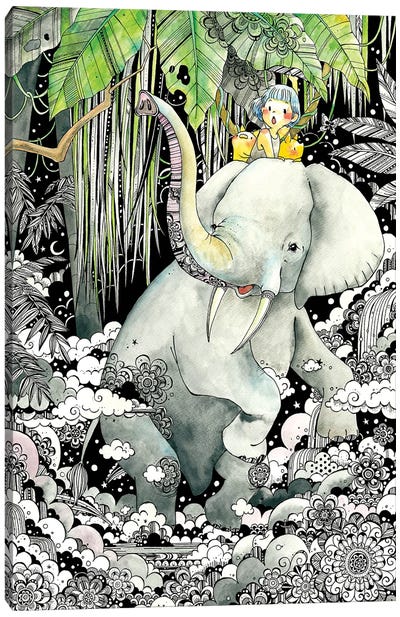 Forest Elephant Canvas Art Print - Taeko Ozaki