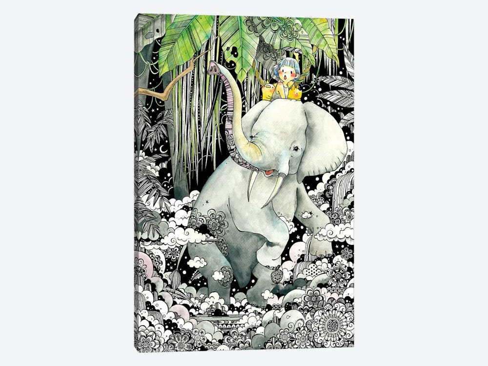Forest Elephant by Taeko Ozaki 1-piece Canvas Print