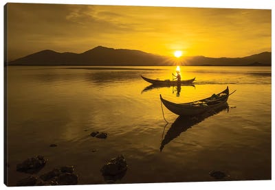 Fishing In Hon Thien Lagoon Canvas Art Print - Vietnam Art