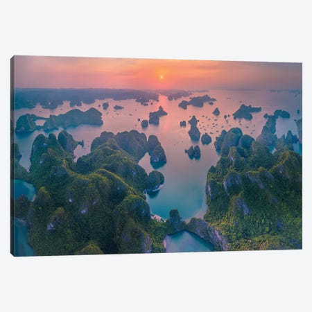 Sunset In Halong Bay Canvas Print #TPH40} by Trung Pham Canvas Artwork