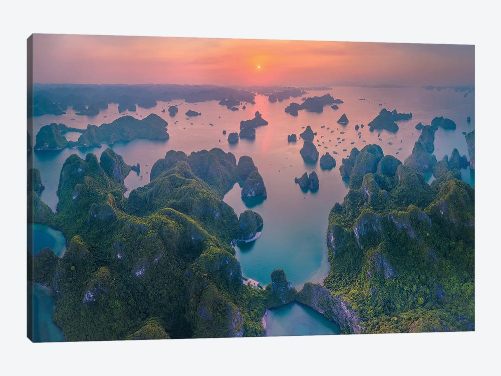 Sunset In Halong Bay by Trung Pham 1-piece Canvas Print