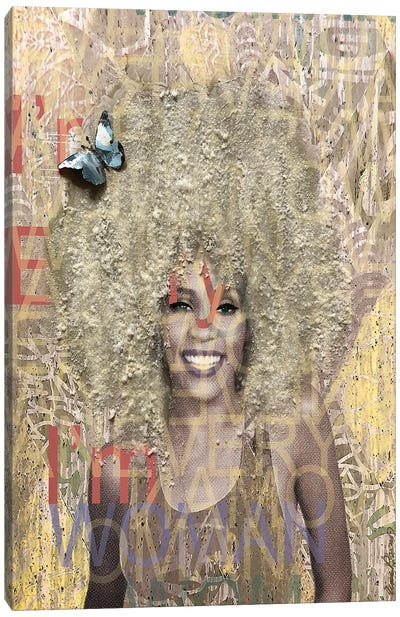 Whitney Houston I'm Every Woman Yellow Canvas Art Print - Tina Psoinos