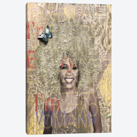 Whitney Houston I'm Every Woman Yellow Canvas Print #TPI10} by Tina Psoinos Canvas Art