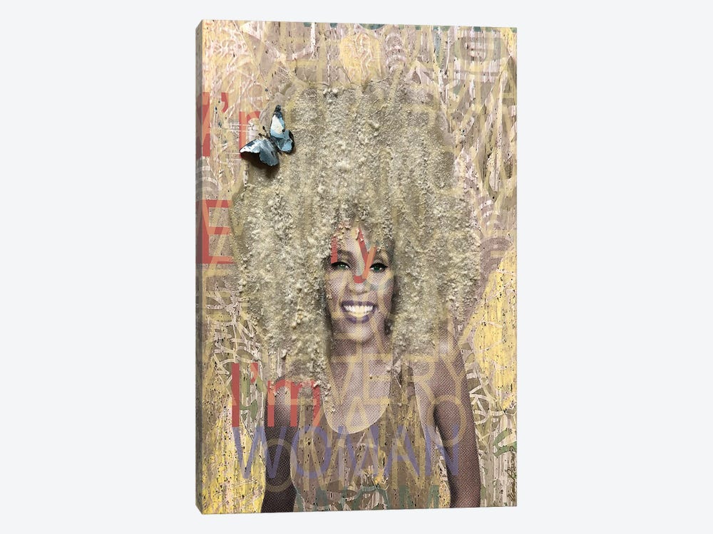Whitney Houston I'm Every Woman Yellow by Tina Psoinos 1-piece Canvas Print
