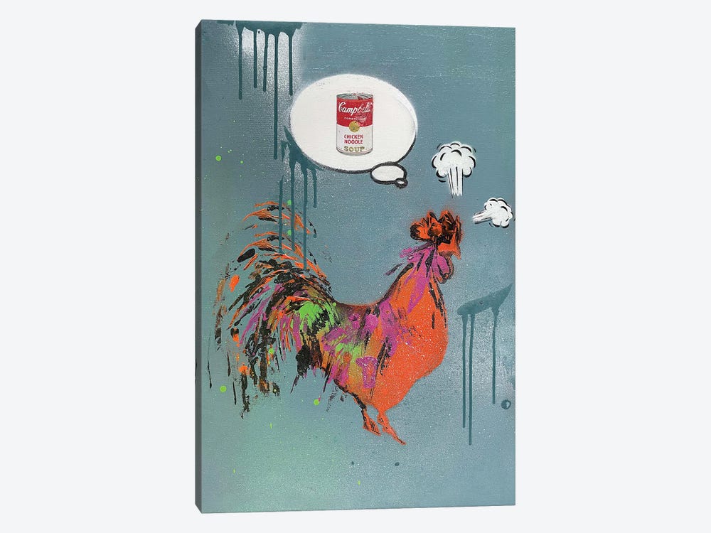 Rooster Dreams Of Warhol by Tina Psoinos 1-piece Canvas Wall Art