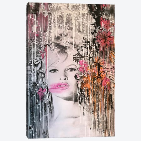 Brigitte Bardot Pink Canvas Print #TPI8} by Tina Psoinos Canvas Wall Art