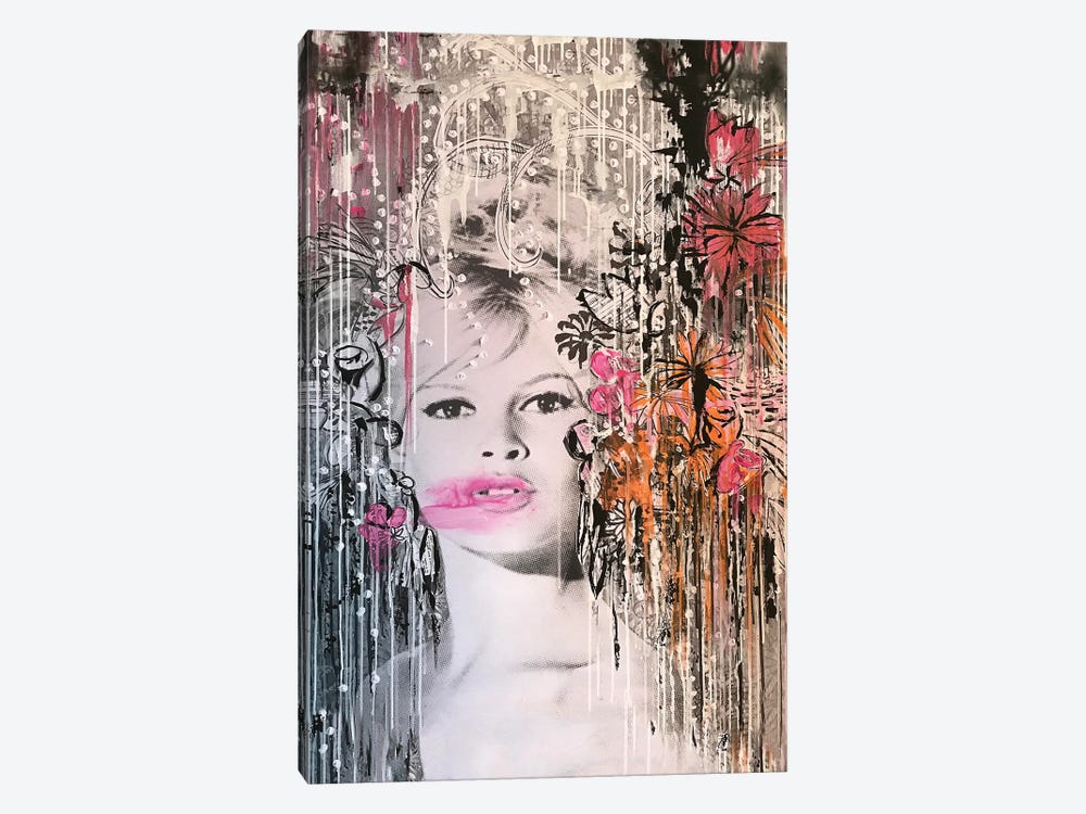 Brigitte Bardot Pink by Tina Psoinos 1-piece Canvas Art Print