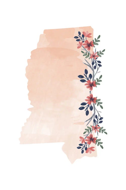 Mississippi Floral Watercolor State