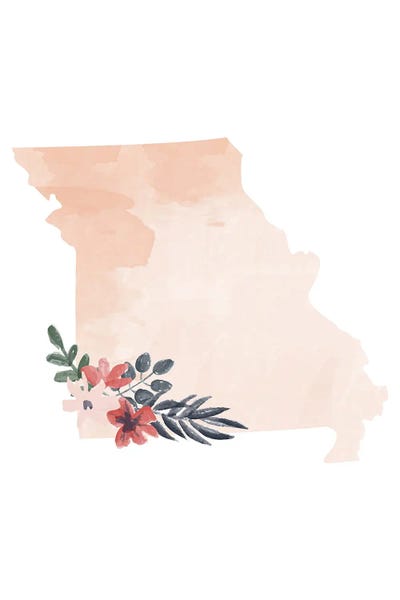 Missouri Floral Watercolor State by Typologie Paper Co framed canvas print