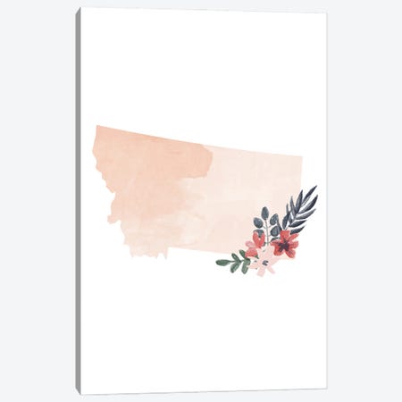 Montana Floral Watercolor State Canvas Print #TPP119} by Typologie Paper Co Canvas Print