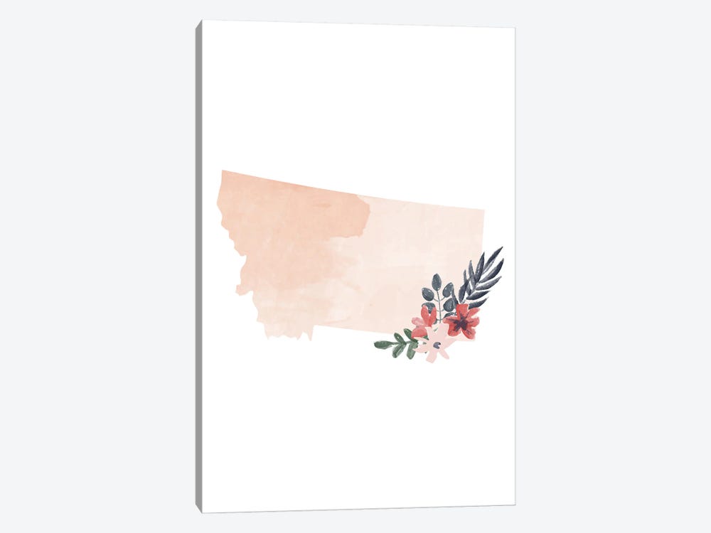 Montana Floral Watercolor State by Typologie Paper Co 1-piece Canvas Wall Art