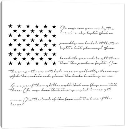 American Flag With The Star Spangled Banner Canvas Art Print - Typologie Paper Co