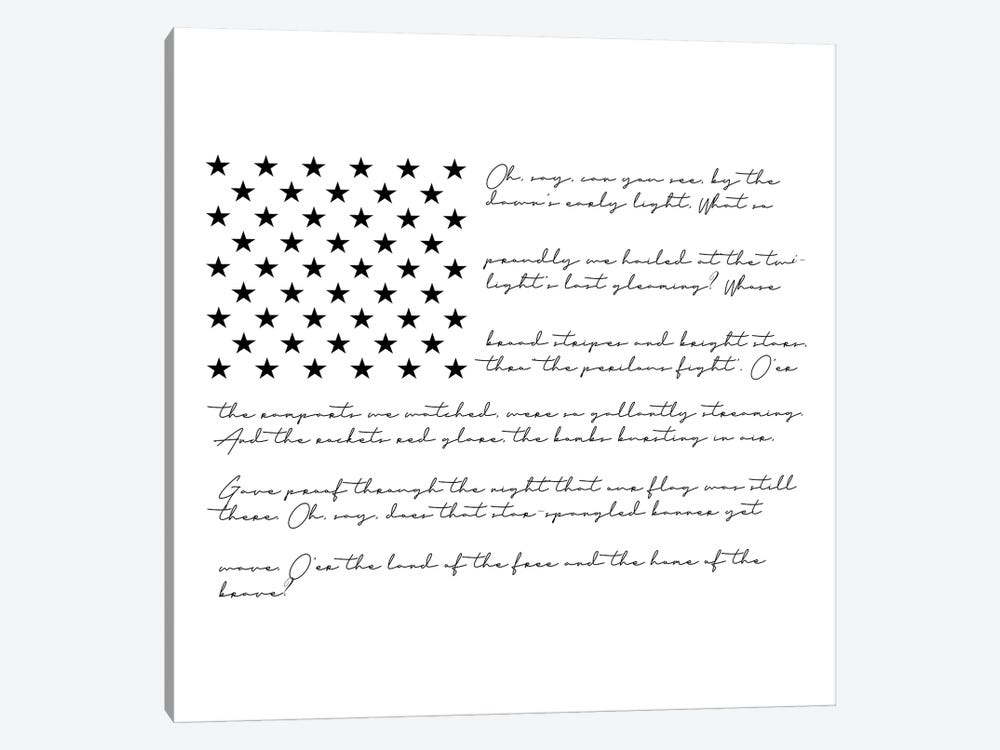 American Flag With The Star Spangled Banner by Typologie Paper Co 1-piece Canvas Art Print
