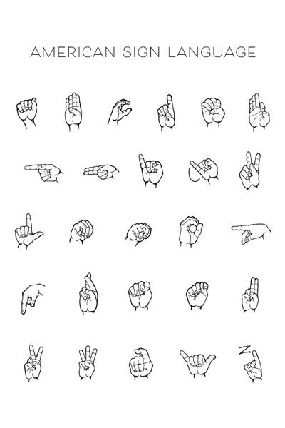 American Sign Language Chart by Typologie Paper Co multi panel art