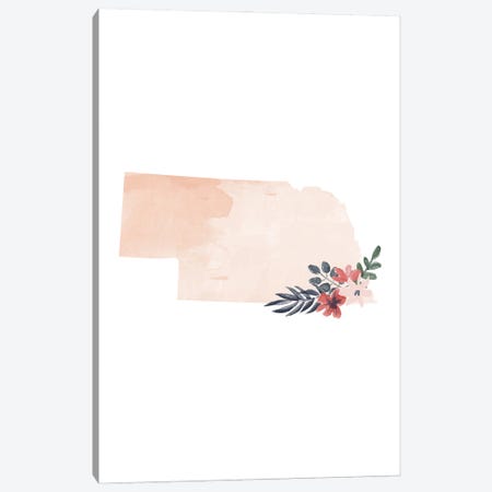 Nebraska Floral Watercolor State Canvas Print #TPP123} by Typologie Paper Co Canvas Wall Art
