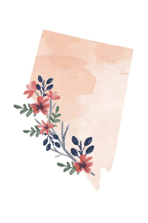 Nevada Floral Watercolor State