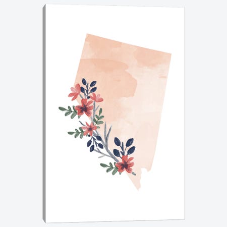 Nevada Floral Watercolor State Canvas Print #TPP124} by Typologie Paper Co Art Print