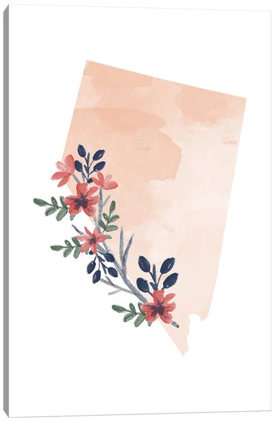 Nevada Floral Watercolor State Canvas Art Print - Typologie Paper Co