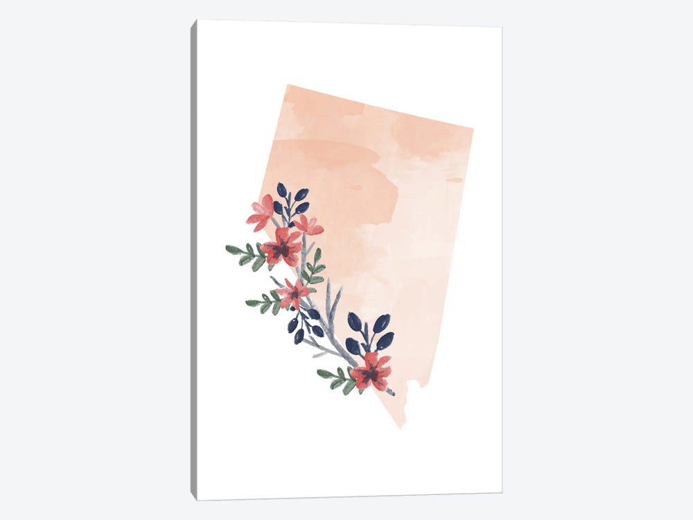 Nevada Floral Watercolor State by Typologie Paper Co 1-piece Canvas Art