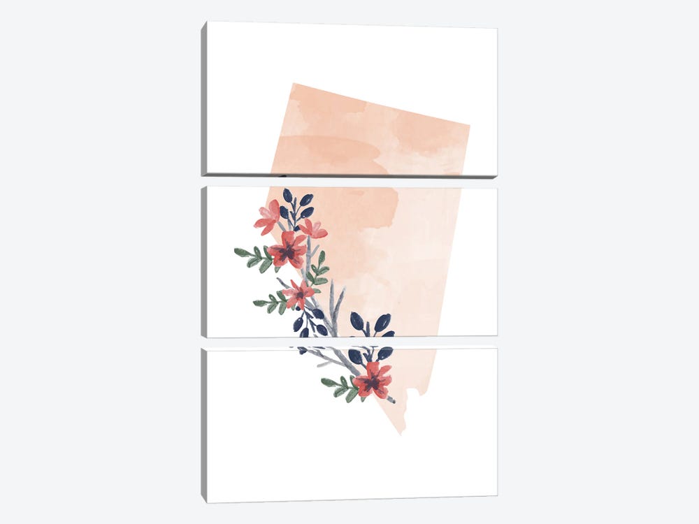 Nevada Floral Watercolor State by Typologie Paper Co 3-piece Canvas Art