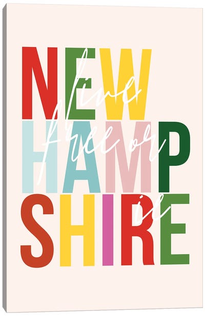 New Hampshire "Live Free Or Die" Color State Canvas Art Print - Typologie Paper Co