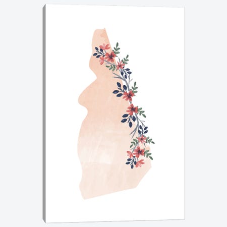 New Hampshire Floral Watercolor State Canvas Print #TPP126} by Typologie Paper Co Art Print