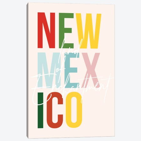 New Mexico "Land Of Enchantment" Color State Canvas Print #TPP128} by Typologie Paper Co Canvas Art
