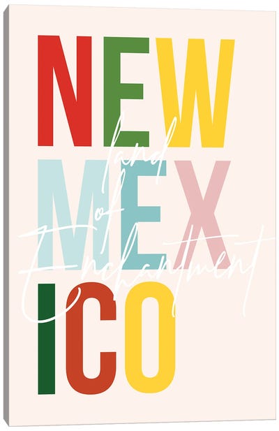 New Mexico "Land Of Enchantment" Color State Canvas Art Print - Typologie Paper Co