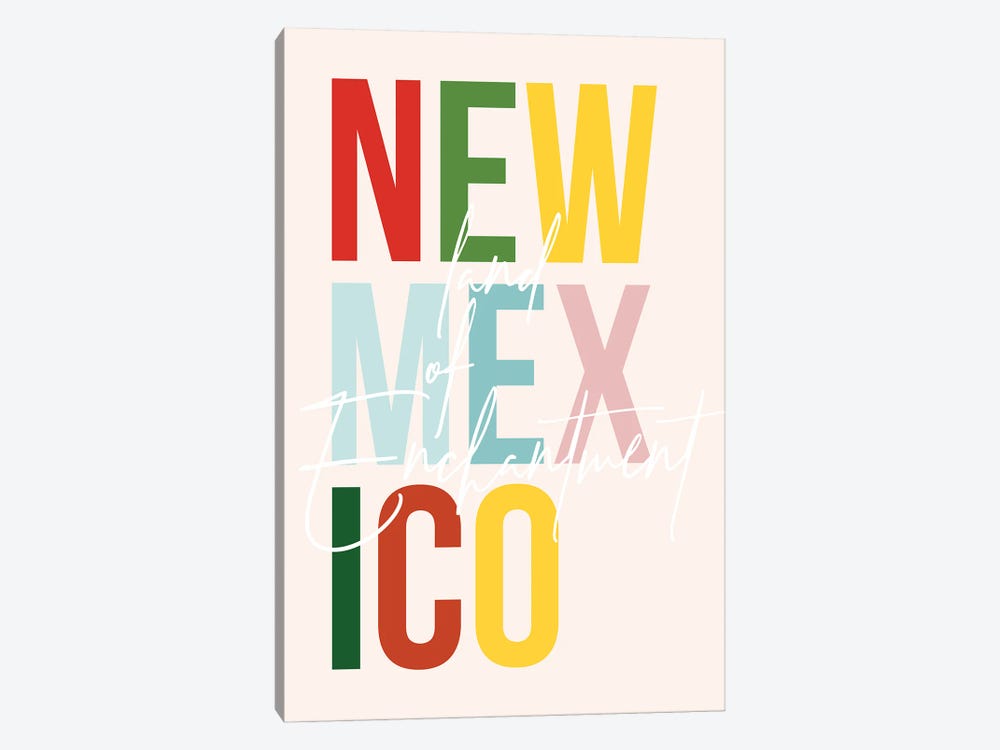 New Mexico "Land Of Enchantment" Color State by Typologie Paper Co 1-piece Canvas Artwork