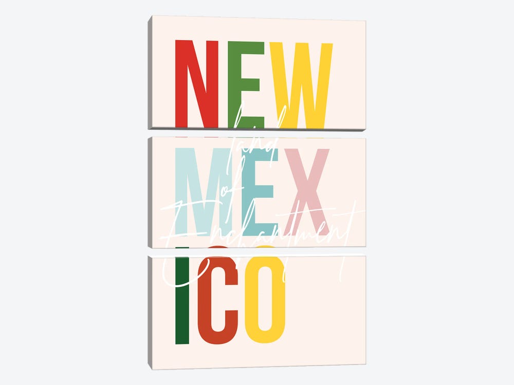 New Mexico "Land Of Enchantment" Color State by Typologie Paper Co 3-piece Canvas Wall Art