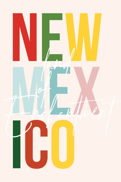 New Mexico: New Mexico "Land Of Enchantment" Color State by Typologie Paper Co