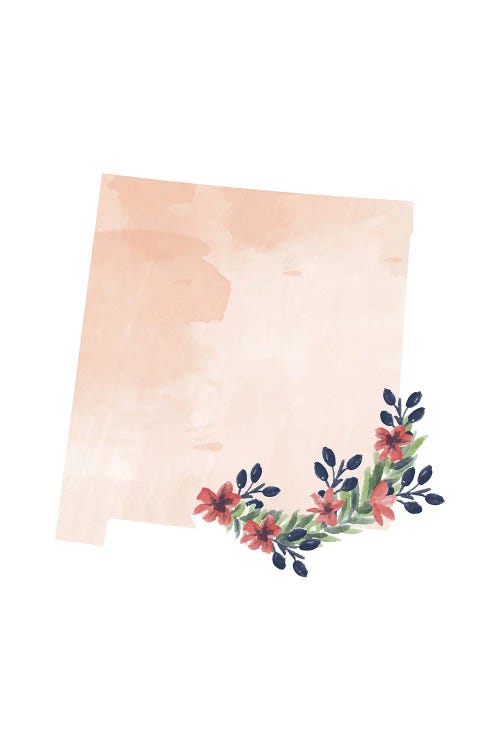 New Mexico Floral Watercolor State