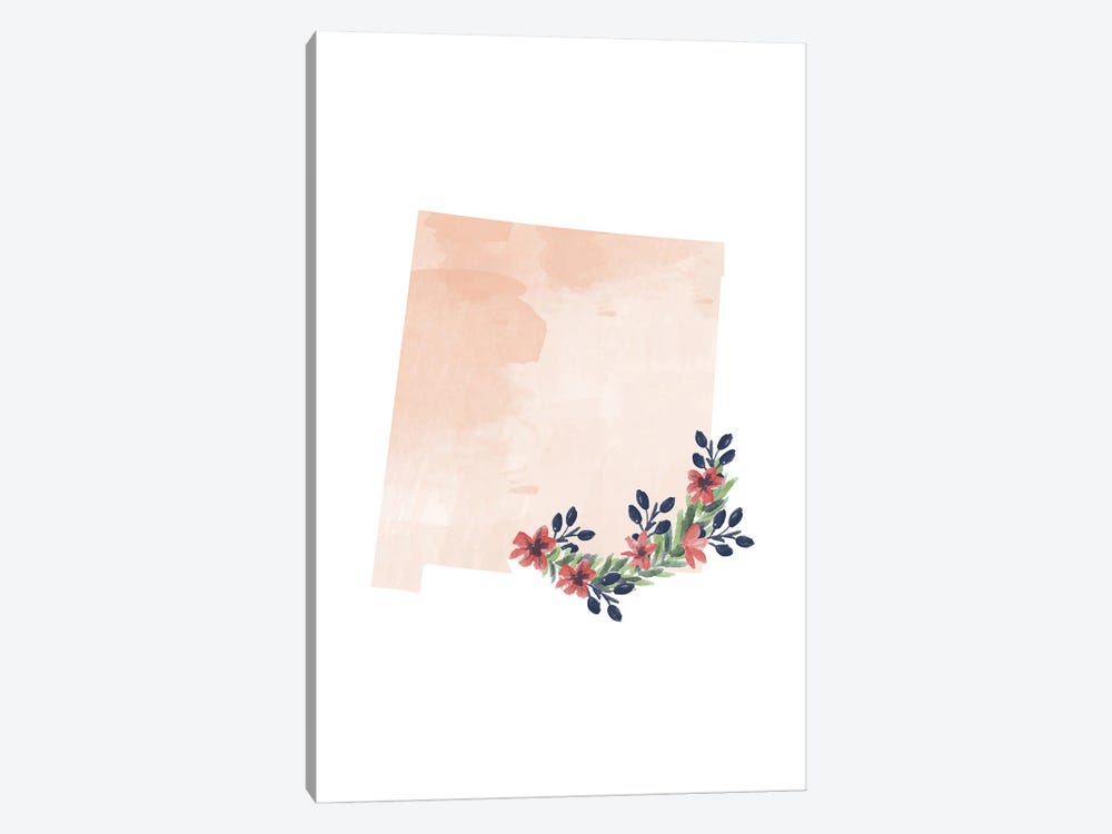 New Mexico Floral Watercolor State by Typologie Paper Co 1-piece Canvas Print