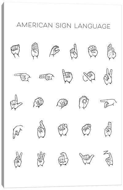 American Sign Language Chart Canvas Art Print - Alphabet Art