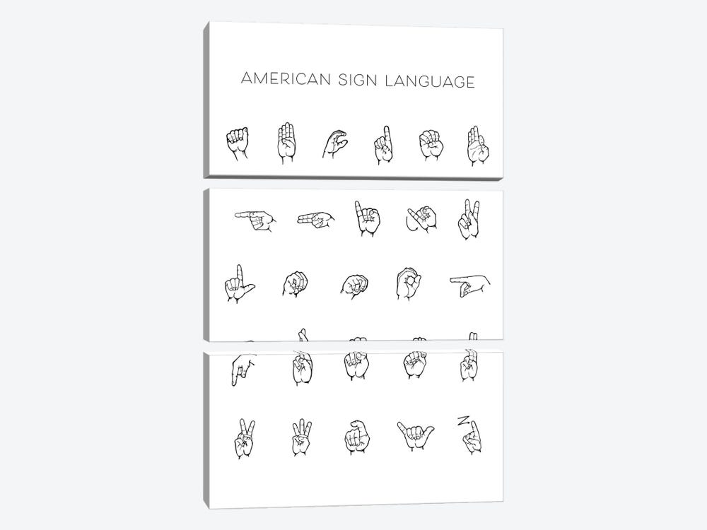 American Sign Language Chart by Typologie Paper Co 3-piece Canvas Wall Art