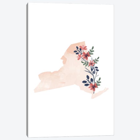 New York Floral Watercolor State Canvas Print #TPP130} by Typologie Paper Co Canvas Print